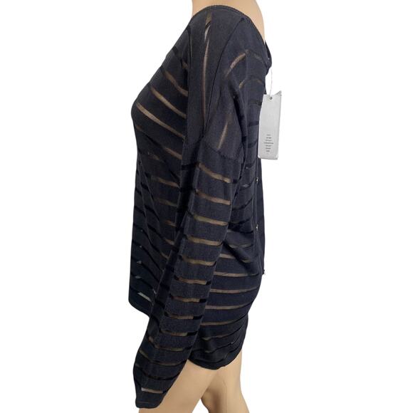 NWT Olive & Oak Black Shadow Stripe Lightweight Pullover Sweater SZ L - Picture 4 of 7